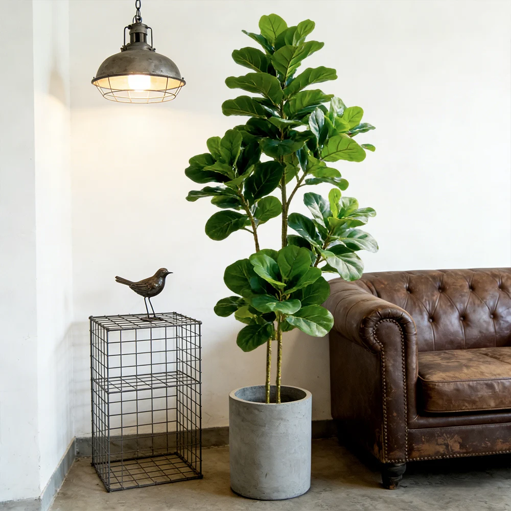 Ficus Lyrata Tree - 64/122 cm künstlicher Geigenfeigenbaum, künstliche Eichenpflanze,