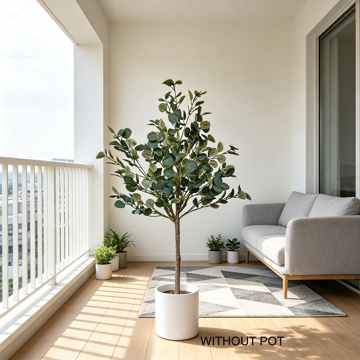 Ficus Lyrata Tree - 140 cm künstliche Eukalyptuspflanze, UV-beständig, Kunstpflanze