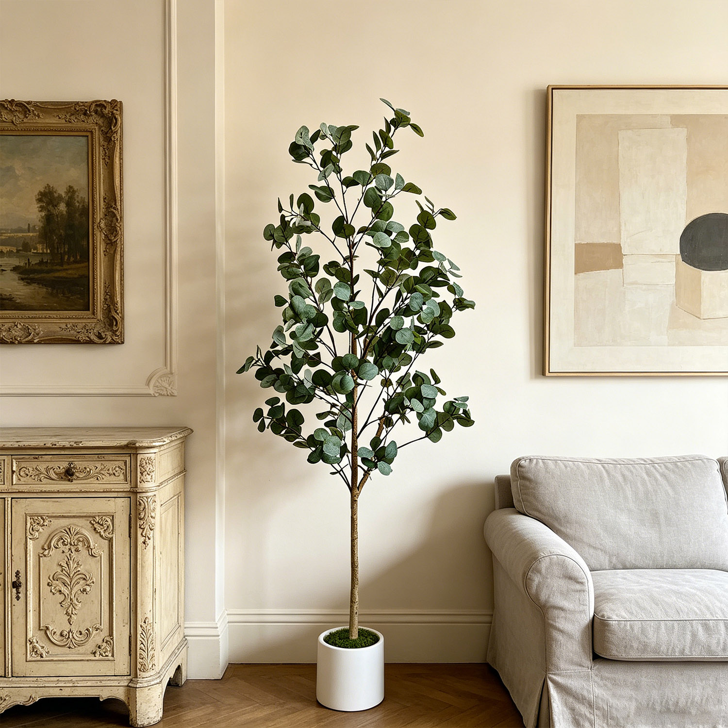 Ficus Lyrata Tree - 120-155 cm/5,1 Fuß Künstlicher Eukalyptusbaum Realistische